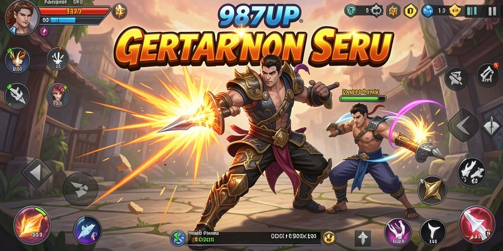 Screenshot gameplay seru di 987UP menunjukkan intensitas pertarungan.