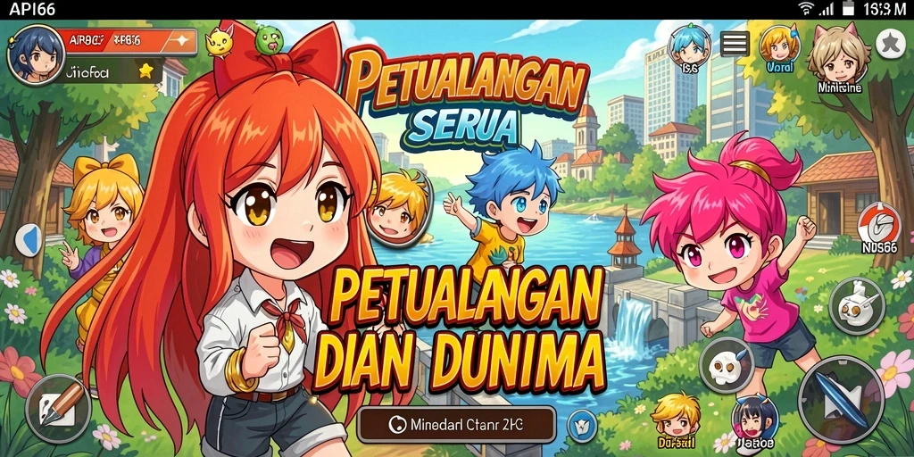 Tangkapan layar utama API66 menunjukkan aksi seru dan karakter anime yang memukau.