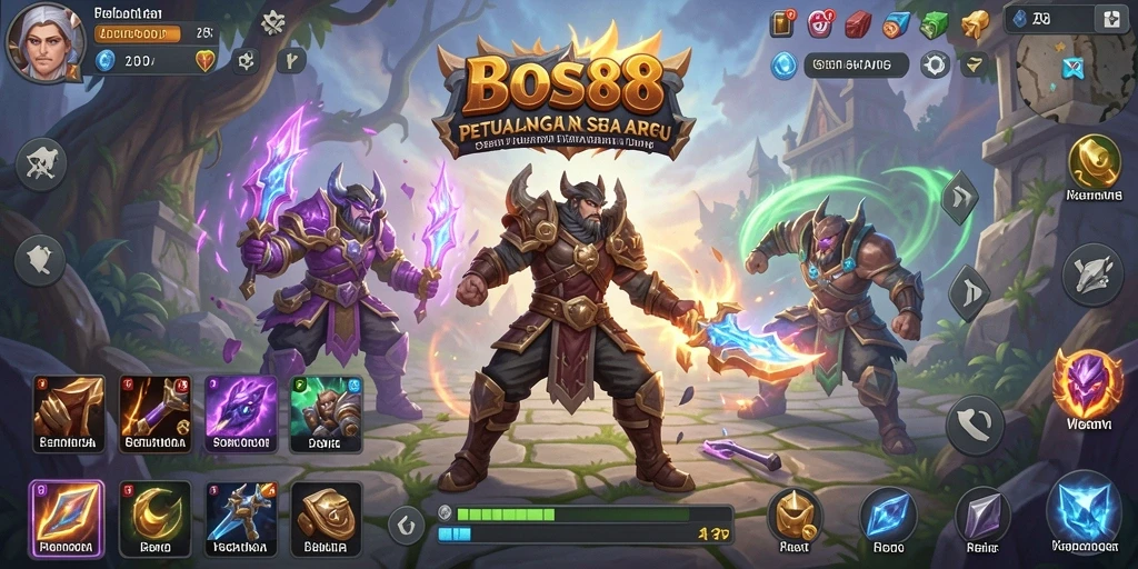 Tangkapan layar menampilkan pertarungan seru dalam gameplay ARPG BOS88.