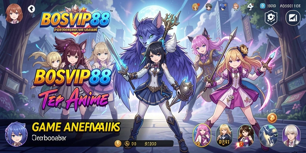 Screenshot gameplay BOSVIP88 menampilkan pertarungan karakter anime yang epik.