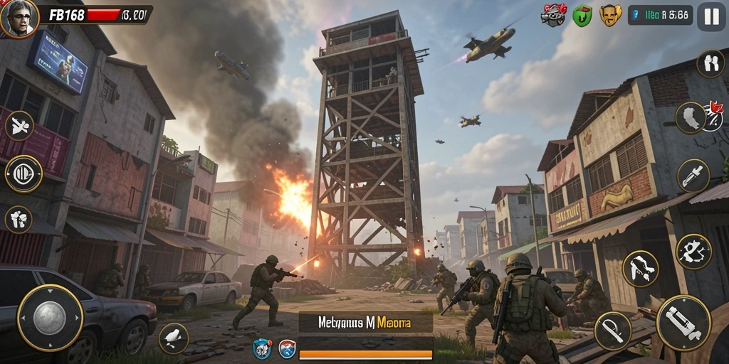Gameplay seru FB168 menara pertahanan melawan gelombang musuh.