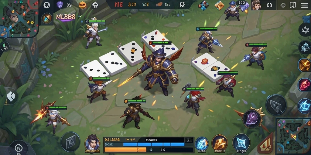 Gambaran aksi gameplay seru di MLBB8 dalam permainan Domino.