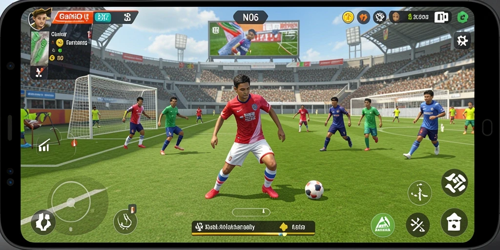 Tampilan seru dari gameplay N06 olahraga yang kompetitif.