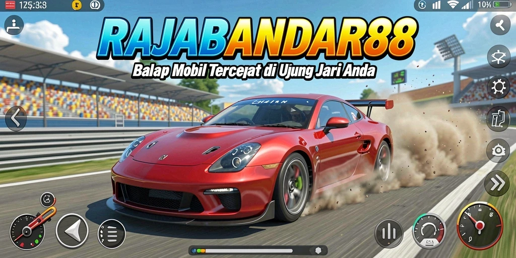 Screenshot menampilkan aksi balapan mendebarkan dalam RAJABANDAR88.