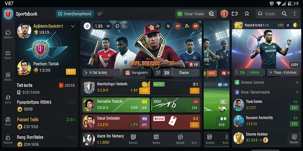 Tampilan screenshot V87 menunjukkan antarmuka taruhan yang intuitif dan informatif.
