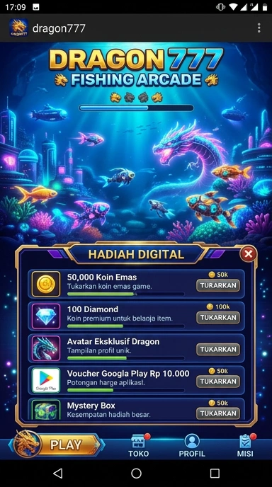 Tampilan aplikasi dragon777 di perangkat Android.